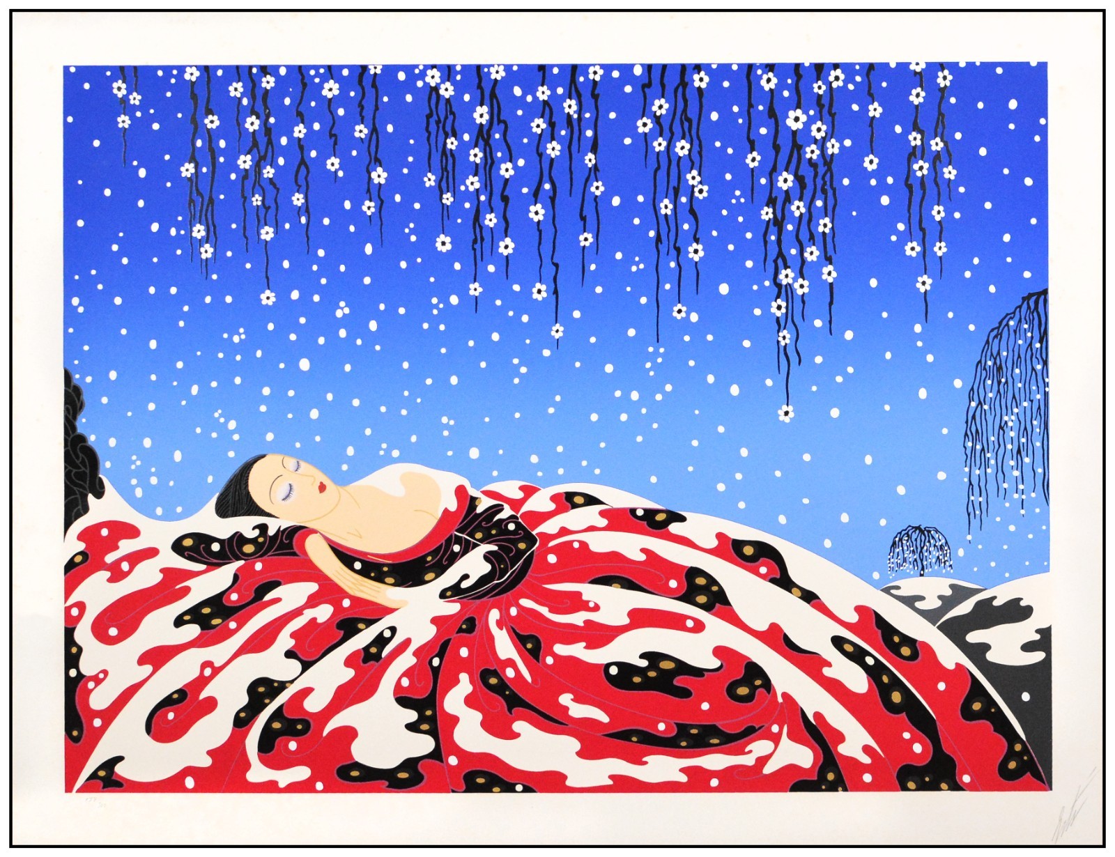 Erte Original Embossed Serigraph on Paper Sleeping Beauty Signed Framed Artwork