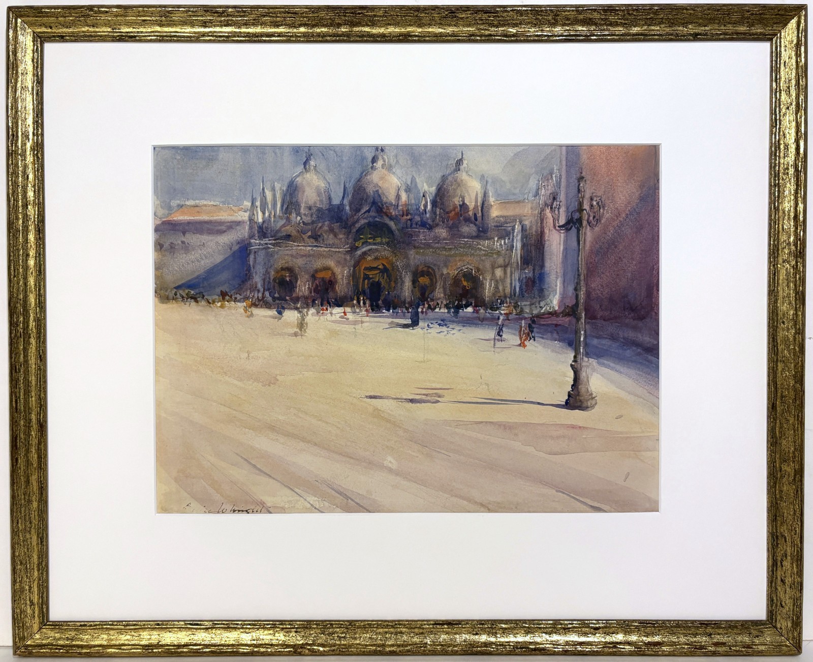 M LOUISE WOOD WRIGHT 20th c. American PAFA Watercolor ST. MARK’S BASILICA VENICE
