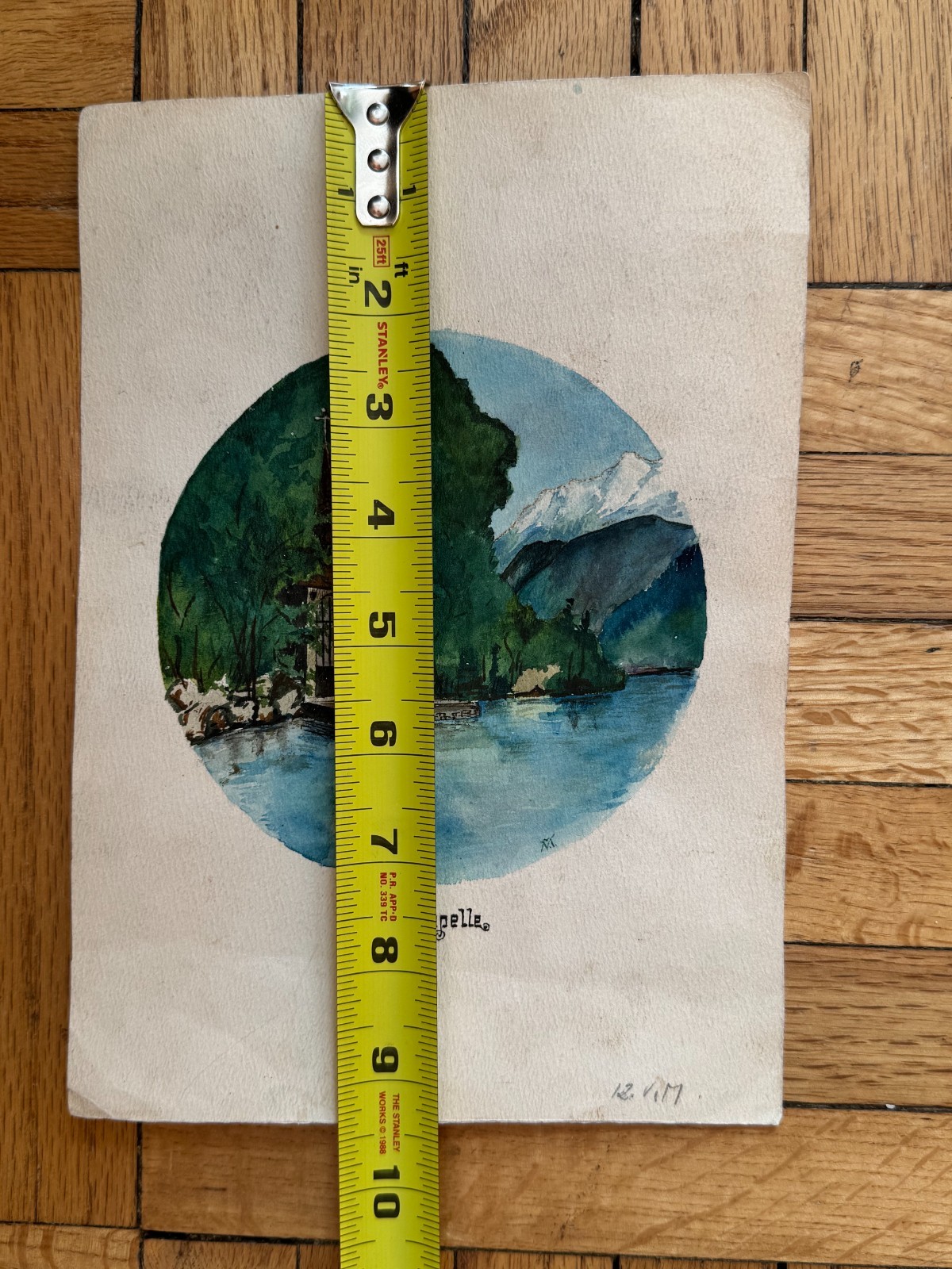 Antique 19th Cent Swiss Landscape Watercolor Painting Tellskapelle OOAK 6.5×9.5