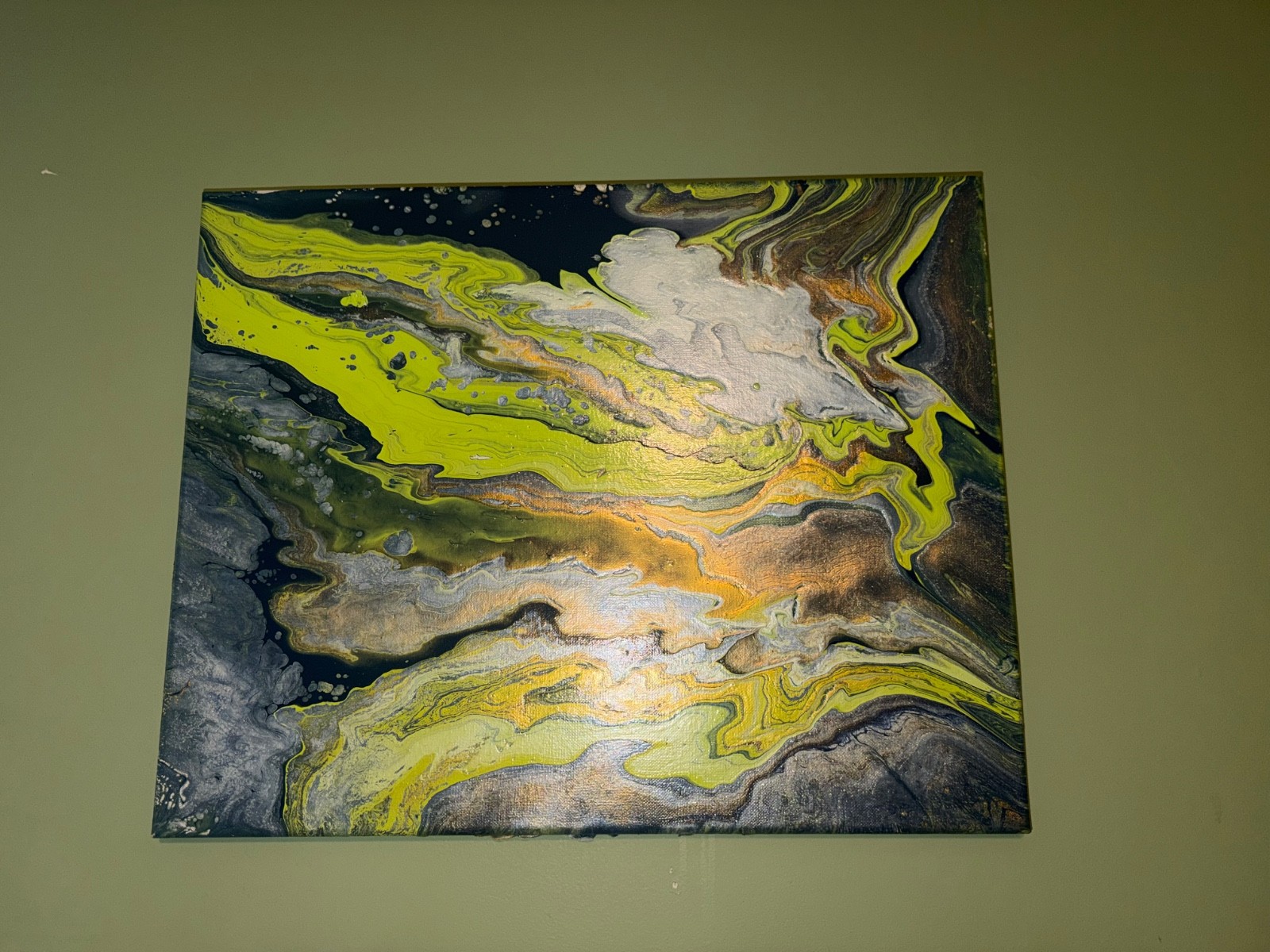 NEW Small Swirl Painting | Acrylic Finish | Green, Blue, White, and Gold