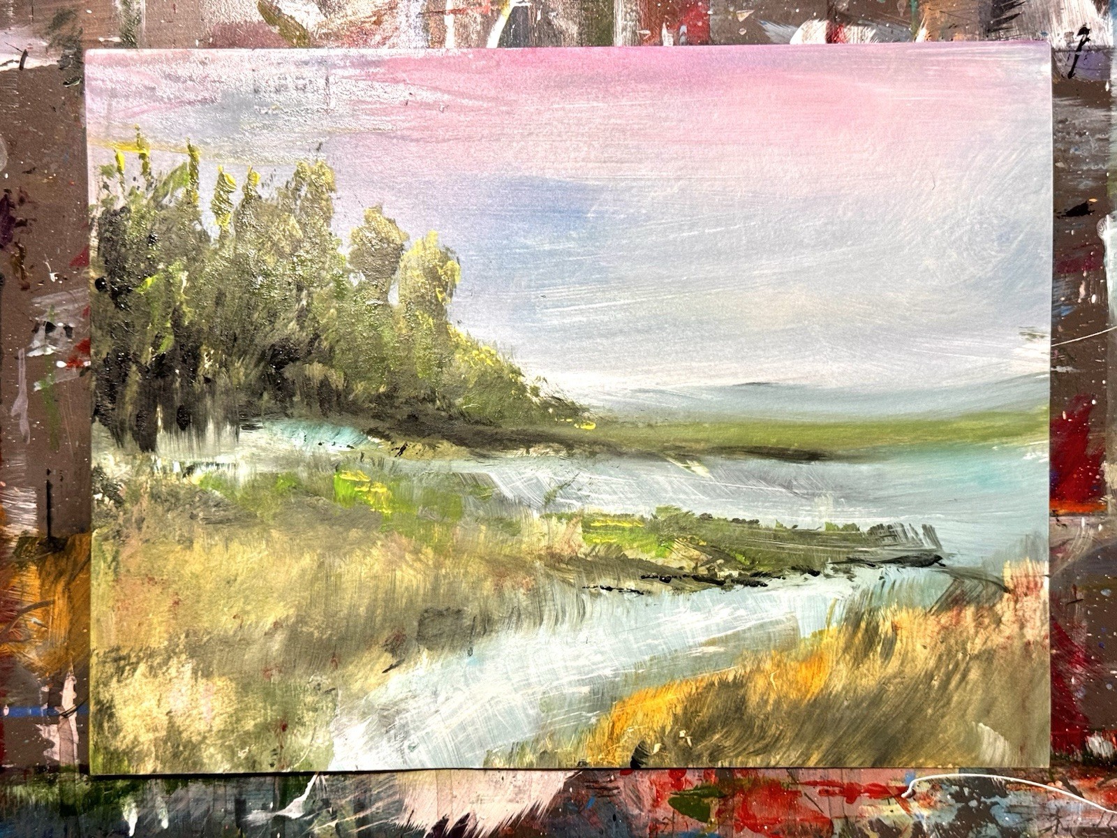SAMATOWIC Original Landscape Expressionism 9X12 Abstract Paper Signed Art 15