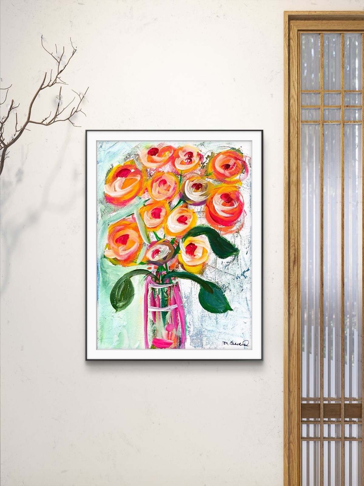 GERARD 8X10 IN- Abstract Expressionist Original Acrylic Painting Flowers