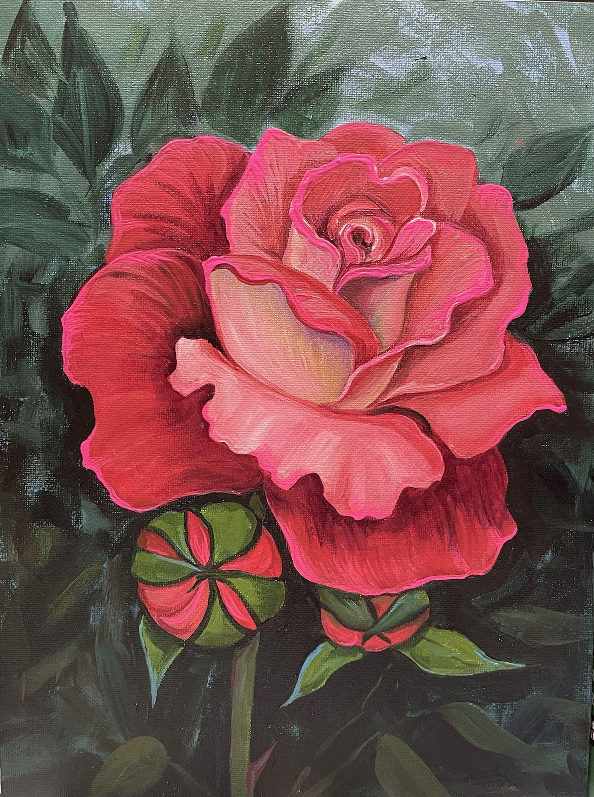 ACEO Print of painting Ryta art pink rose Garden Spring Flowers Botanical Decor