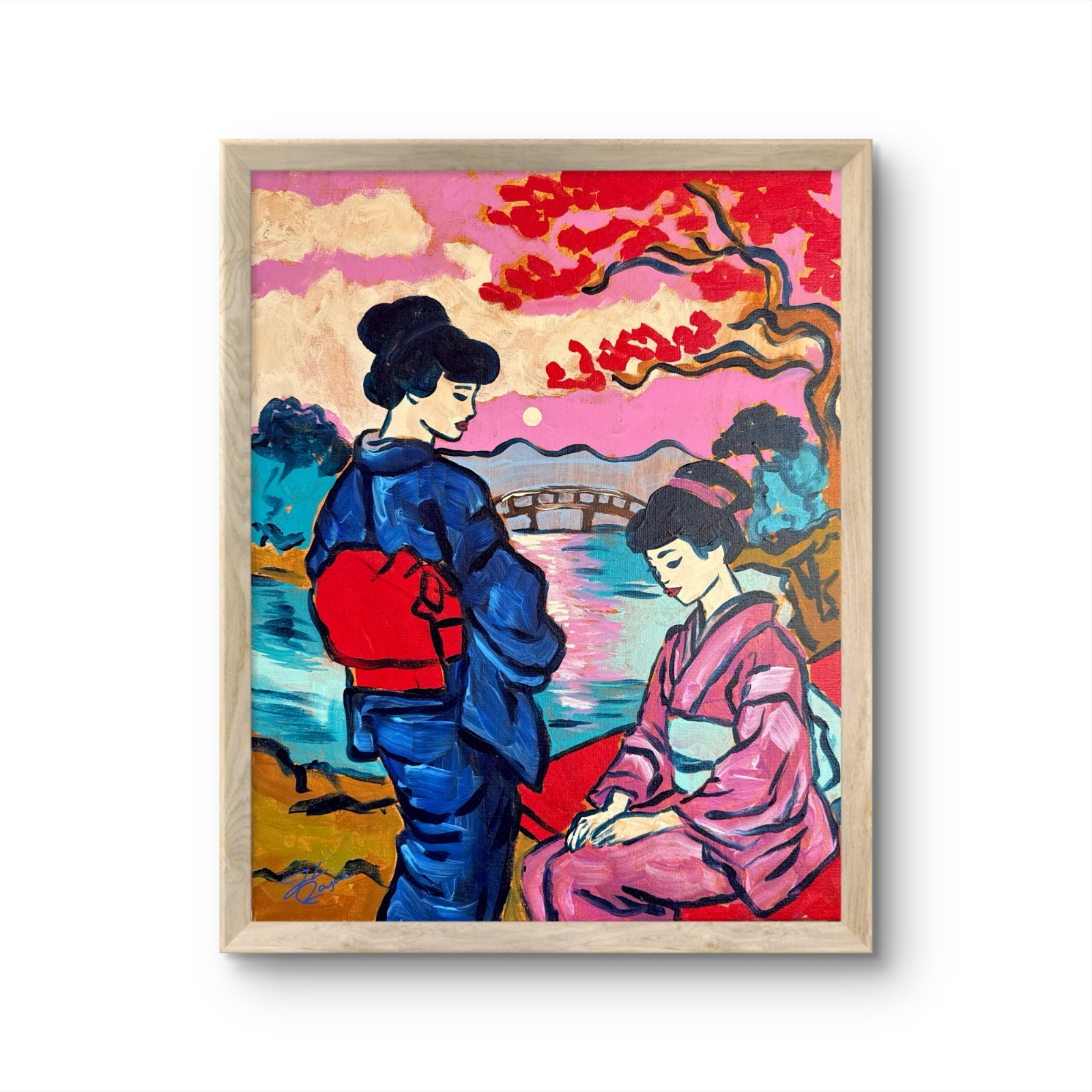 @FearlessPaints Japanese Geisha Kimono 16×20 Canvas Fine Art Original Painting