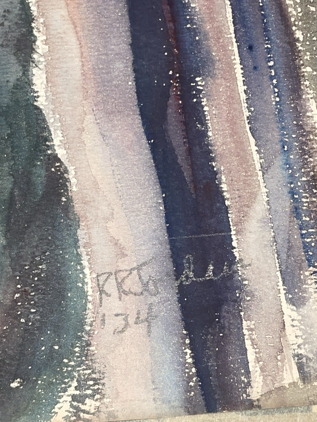 Antique 1934 Watercolor Painting Figure Thinking Man Signed R.R. Jordan 25×19″