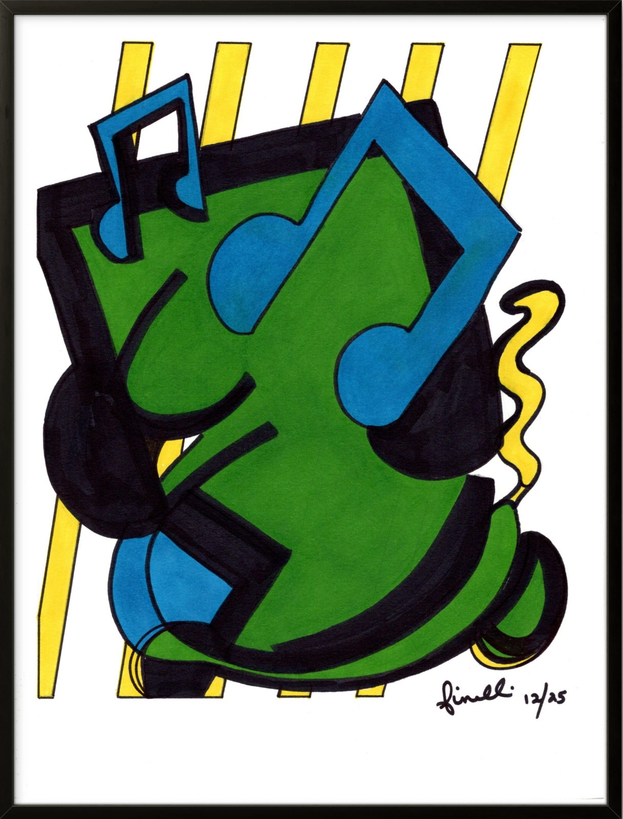 High Art Modern Home Decor Painting Ink on Paper FINELLI ORIGINAL 9×12 COA CA16c
