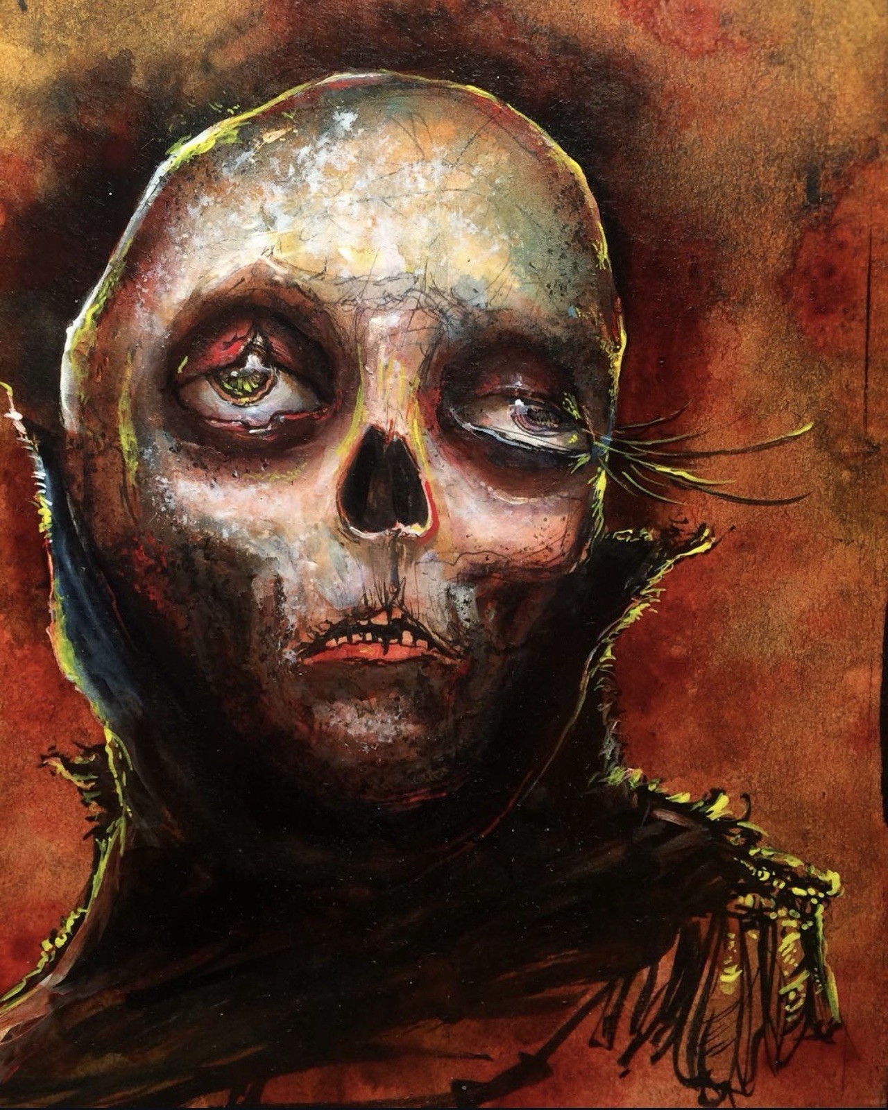 N.C. Winters Original Painting Mixed Media Portrait Gothic Horror Vampire 30days