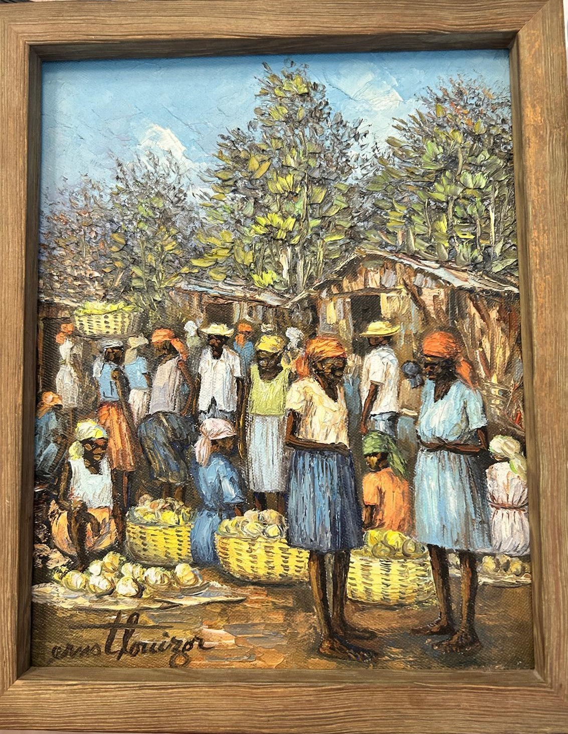 Vintage Haitian Painting by Ernst Louizor 8×10 signed & framed