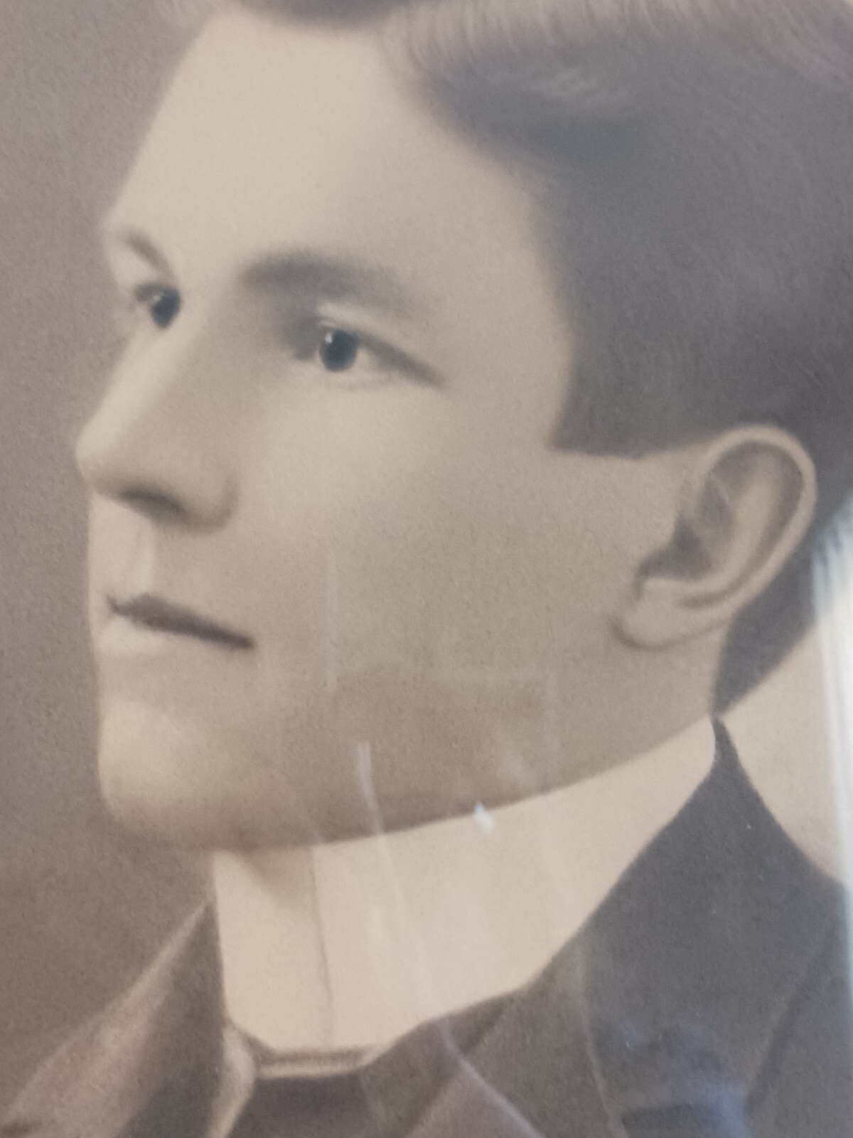 Antique Portrait Handsome Young Man c. 1900 crayon photo 17 x 21″