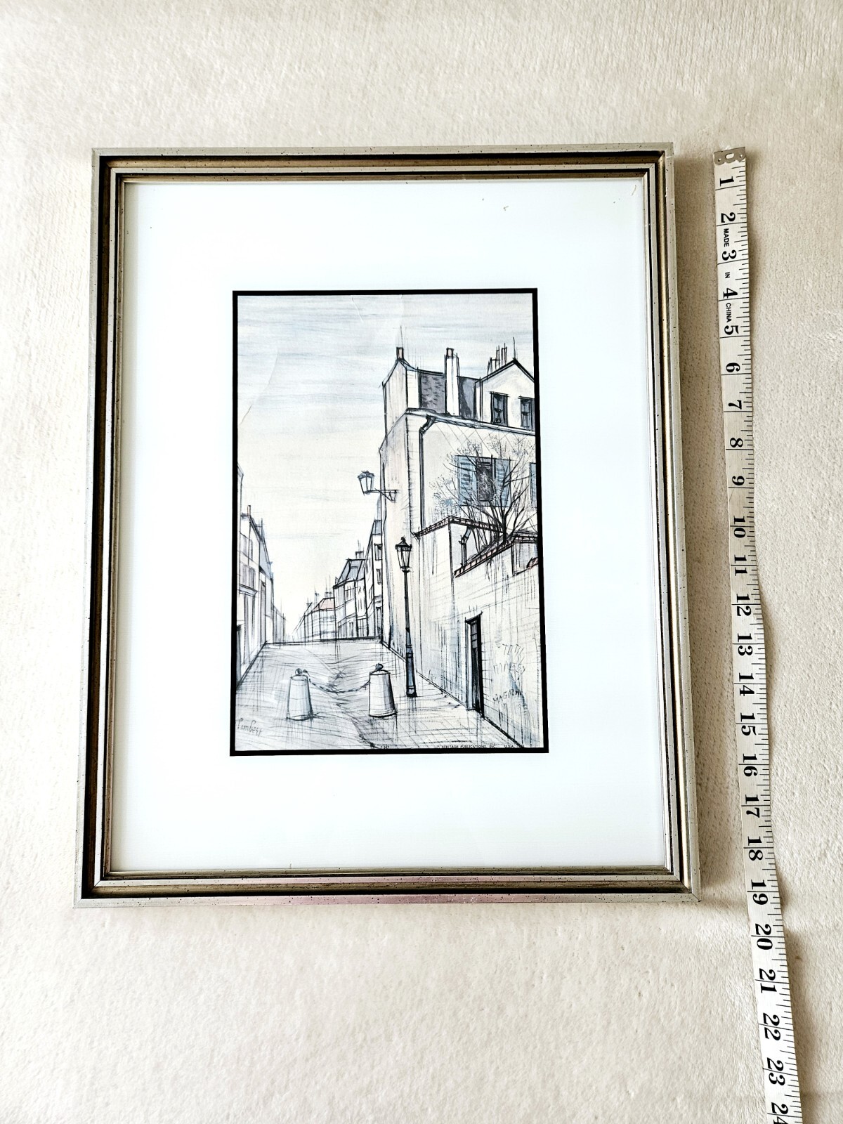 Listed French Artist, R. Lambert – MCM Paris Street Scene – 1962, Framed Litho
