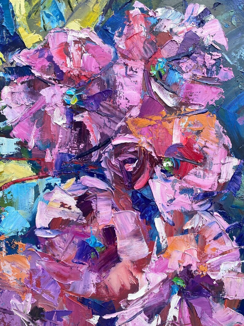 Cherry Blossom Japanese Cherry Flowers Pink Sakura Tree Oil Painting 24×30 inch