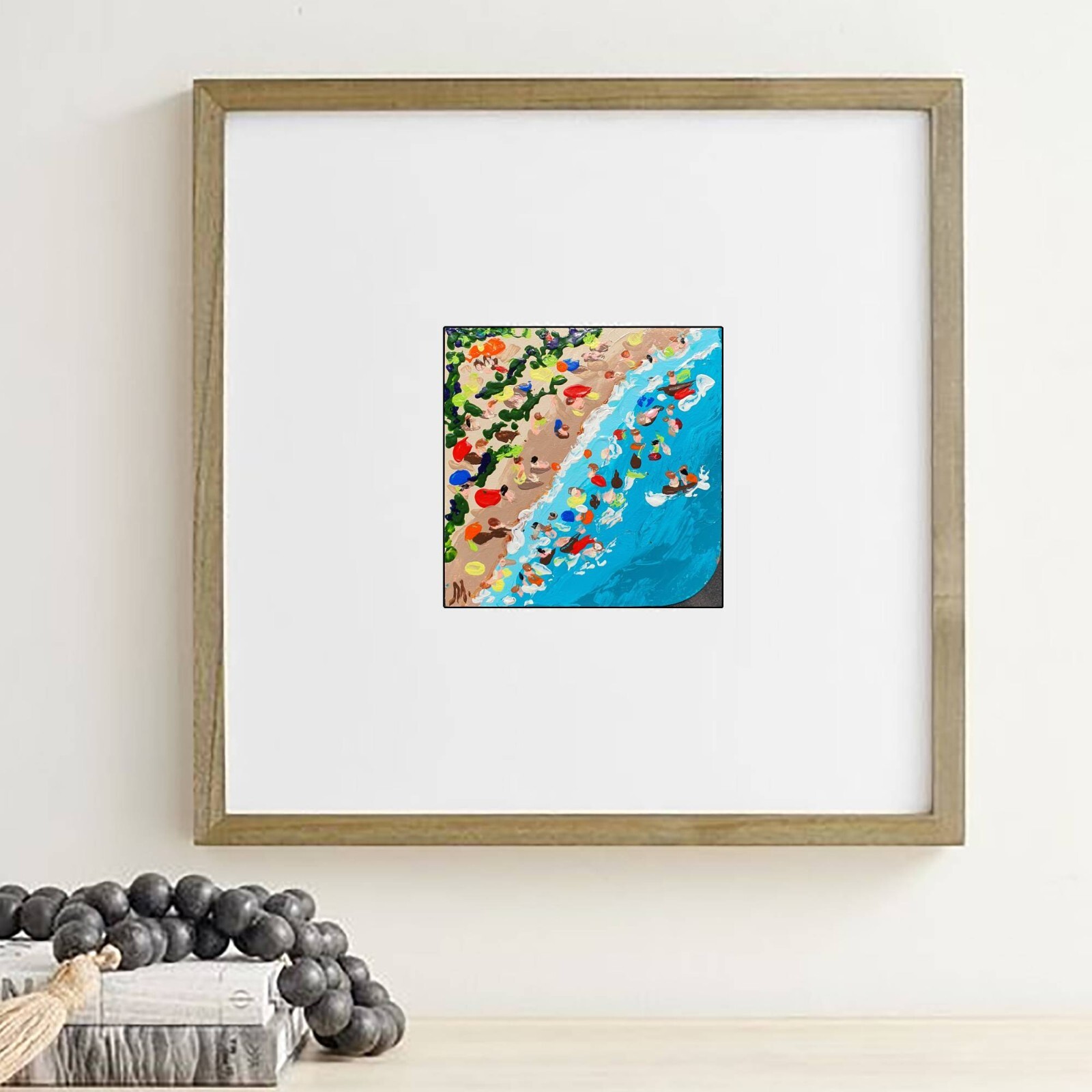 Waikiki Beach Hawaii Painting Original Wall Art Colorful Aerial Seaside Scene