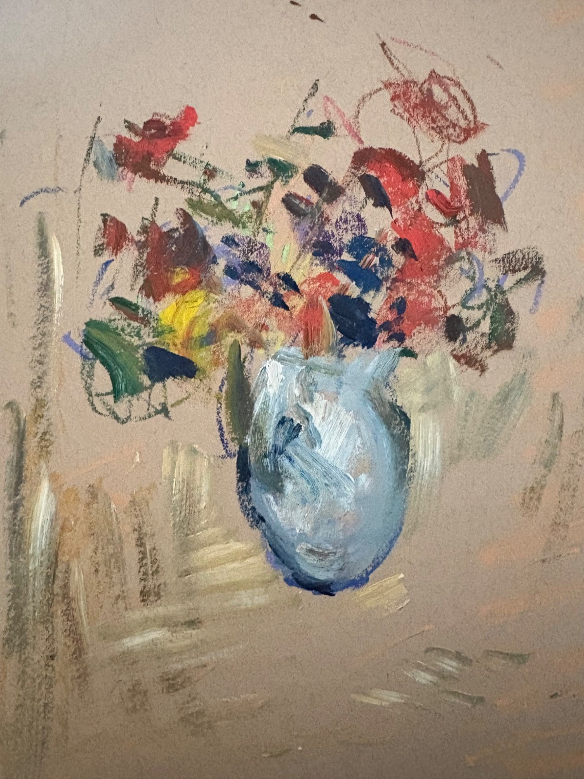 9″x12″ Flowers in Vase Still Life Impressionist Oil Sketch on Paper Original Art
