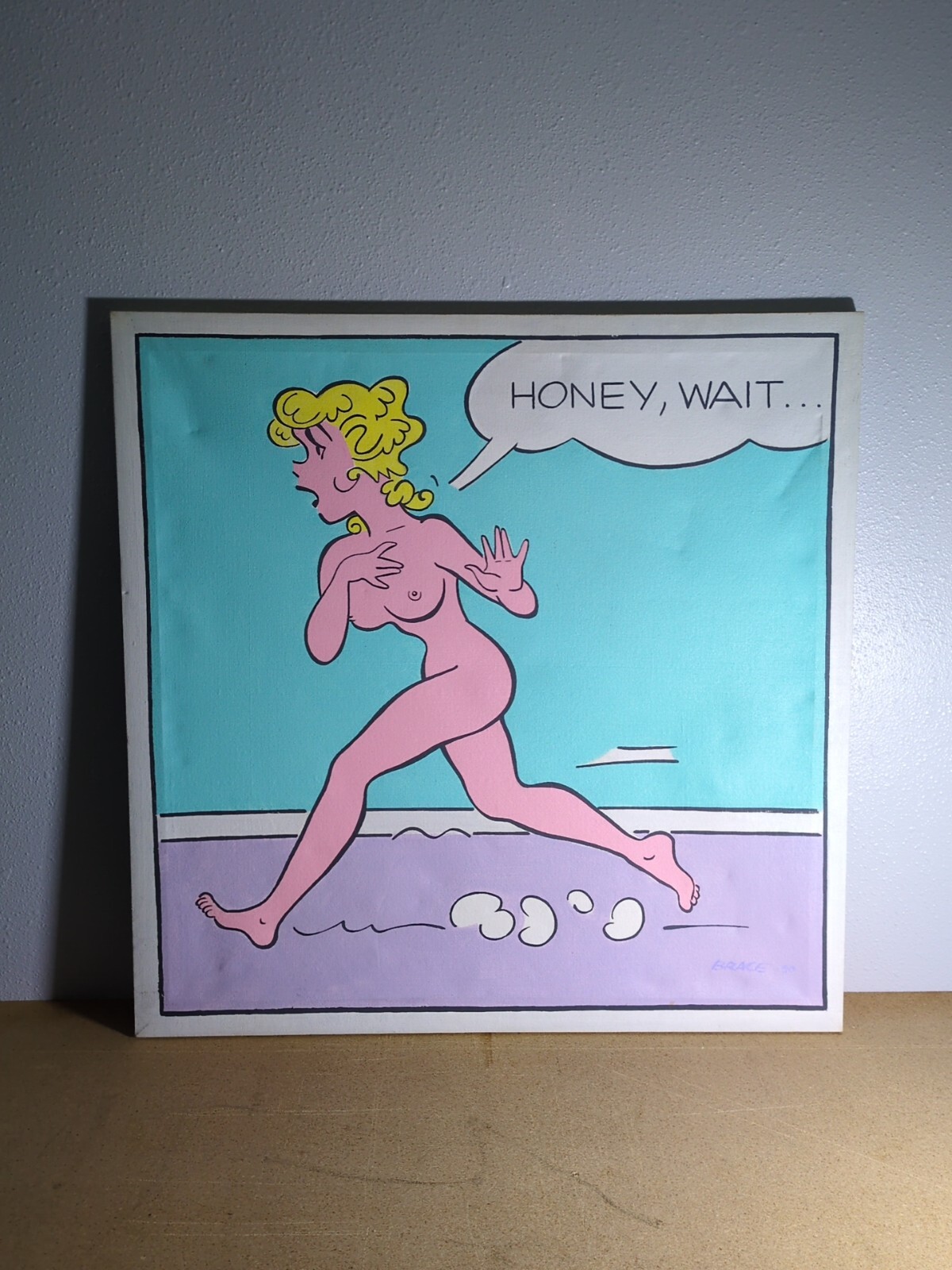 Blondie Comic Painting «Honey, Wait» (Jim Brace, 1990) – Signed 30×30 Canvas