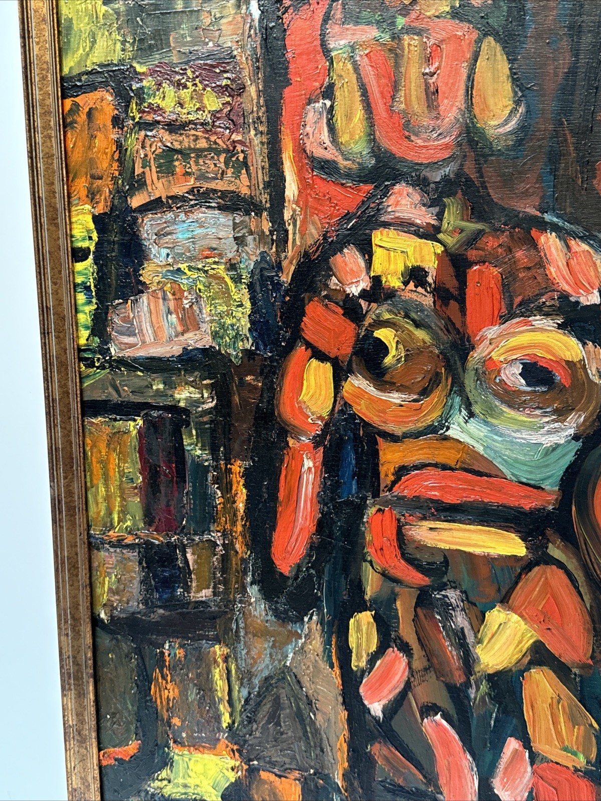 MID CENTURY PAINTING ABSTRACT GEOMETRIC CUBIST CUBISM MODERNISM Vintage Tommy
