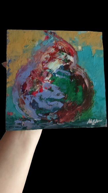 Claire McElveen «Pear» Abstract Still Life Oil & Acrylic on Board Painting 2015