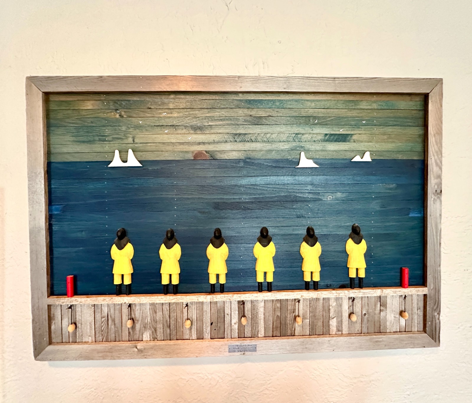 BEN PLOUGHMAN SIGNED CANADA 6 ANGRY FISHERMAN WAITING FOR COD FOLK ART 3D WOOD