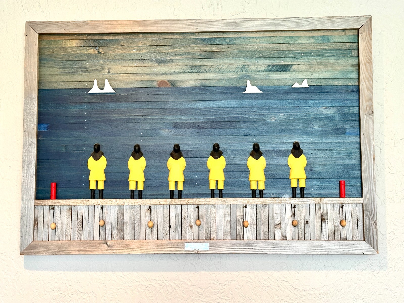 BEN PLOUGHMAN SIGNED CANADA 6 ANGRY FISHERMAN WAITING FOR COD FOLK ART 3D WOOD