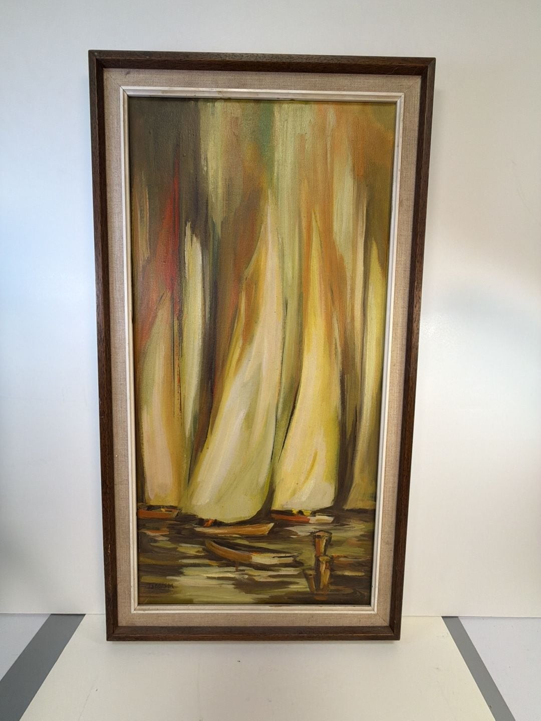 Abstract Sailboat Harbor Scene