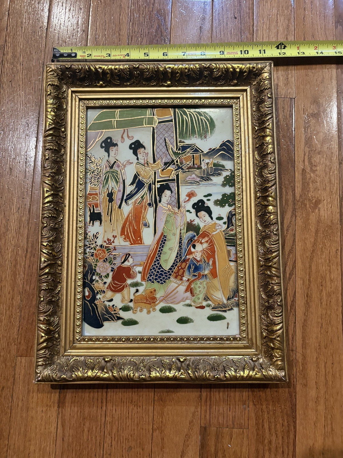 Chinese Hand painted vintage porcelain painting plaque heavy 4 lbs