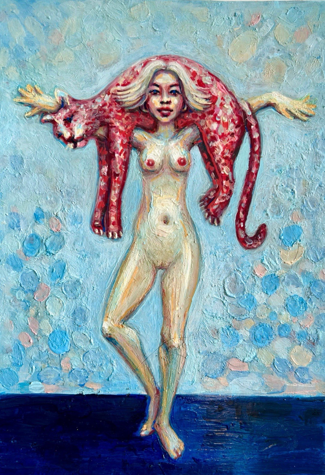 Original Nude Painting A4 – Oil & Acrylic on Cardboard – Expressive Figurative Art