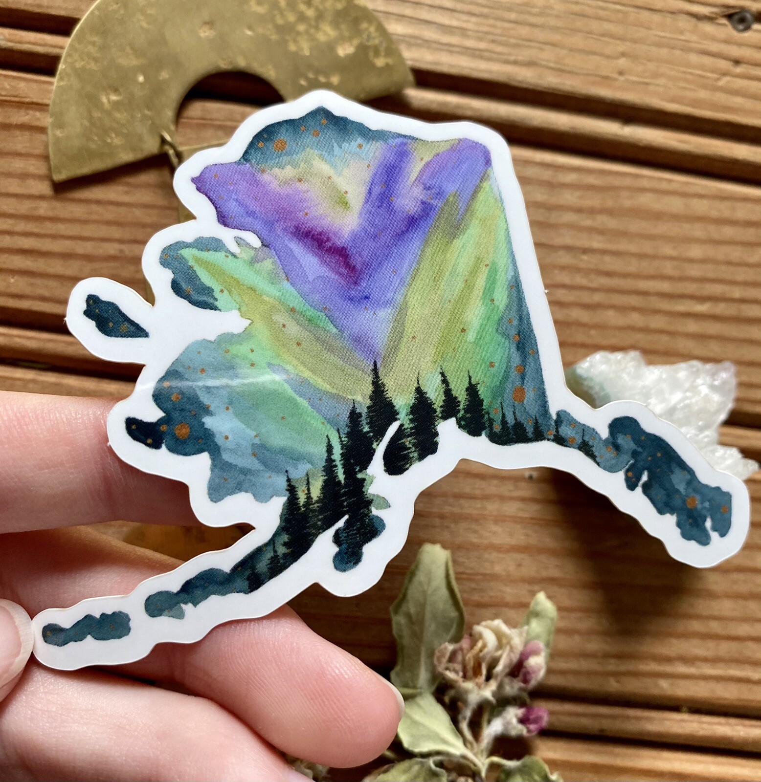 Aurora Borealis Northern Lights State Of Alaska Colorful Sticker Decal Art Gift