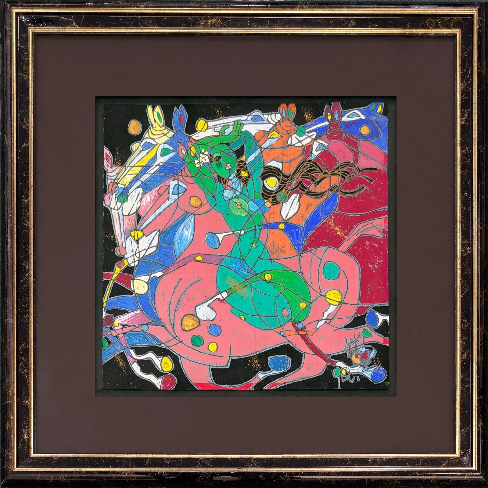 Jiang Tiefeng «Emerald Lady II» | Original Painting on Paper | 27×27″ Framed
