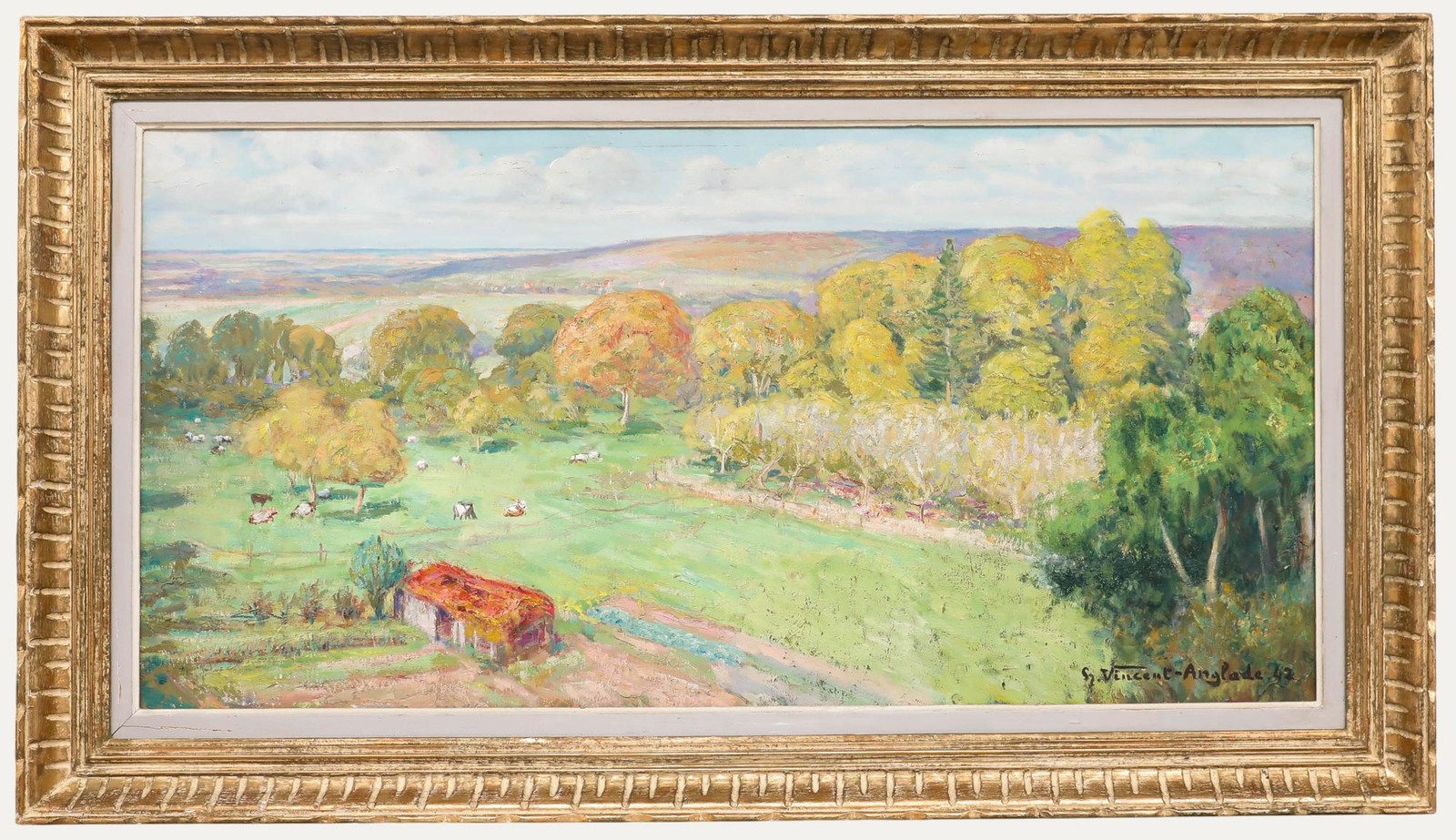Henri Vincent-Anglade (1876-1956) – 1942 Oil, View of The Cattle Farm