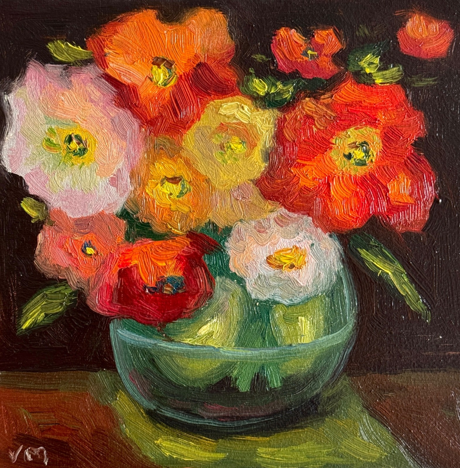 Flowers Poppy Painting Original Oil Impasto Still Life Signed Floral Art