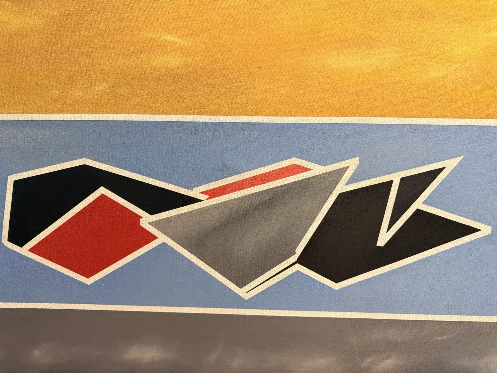 Large Geometric Abstract Modernist Oil Painting on Canvas – Multi Color