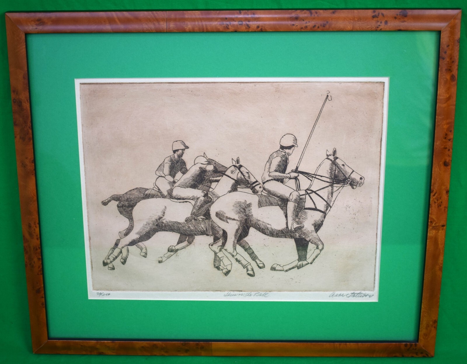 «Three on The Ball» c1930s Polo Drypoint #52/250