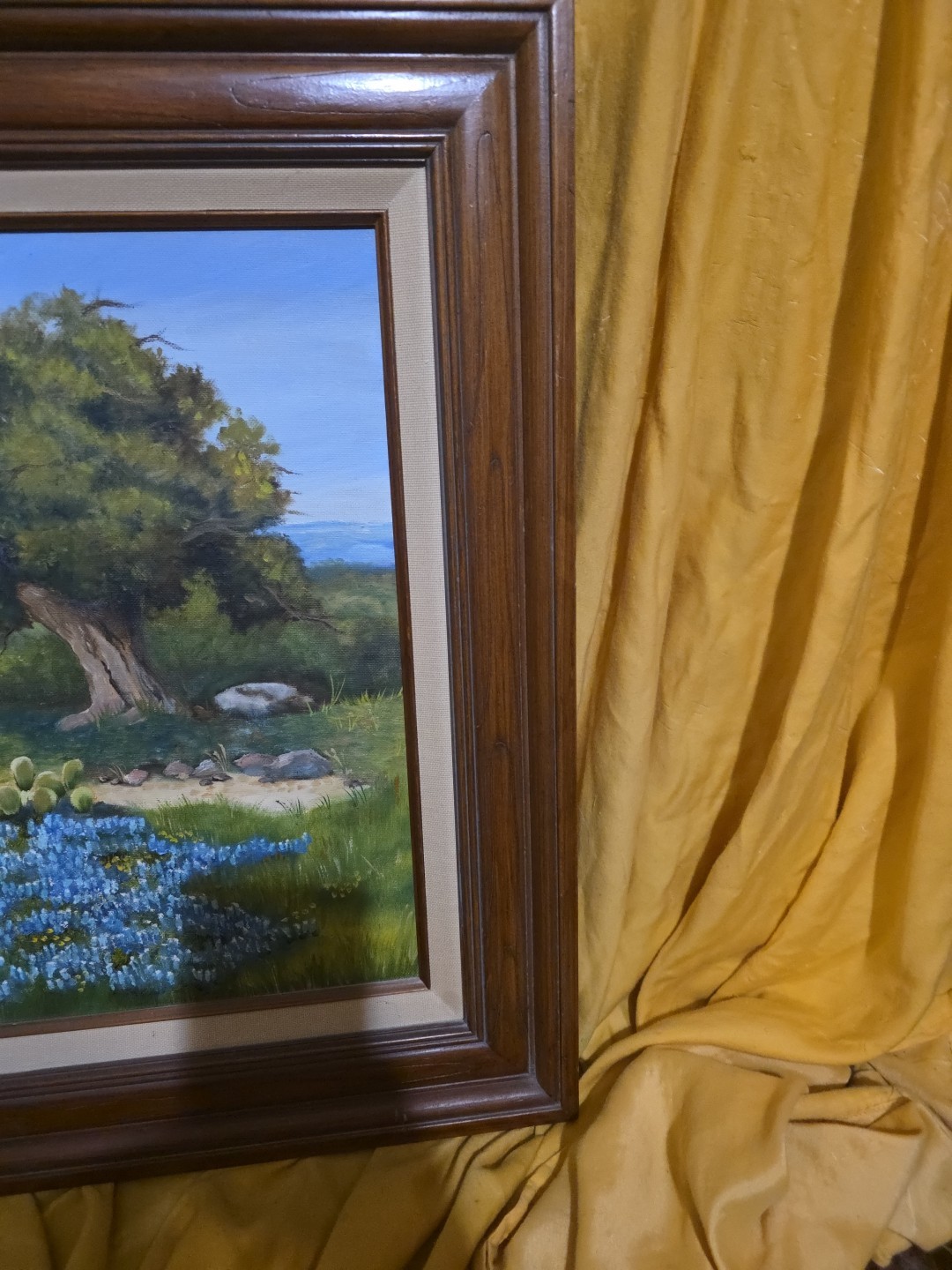 Texas Bluebonnet Hill Country Scape, D. Vornsand ’89 Oil Painting Weimar TX