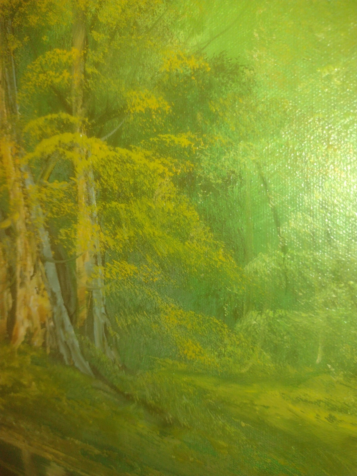 Large Wooded Lake Landscape Painting Signed Hanrey’