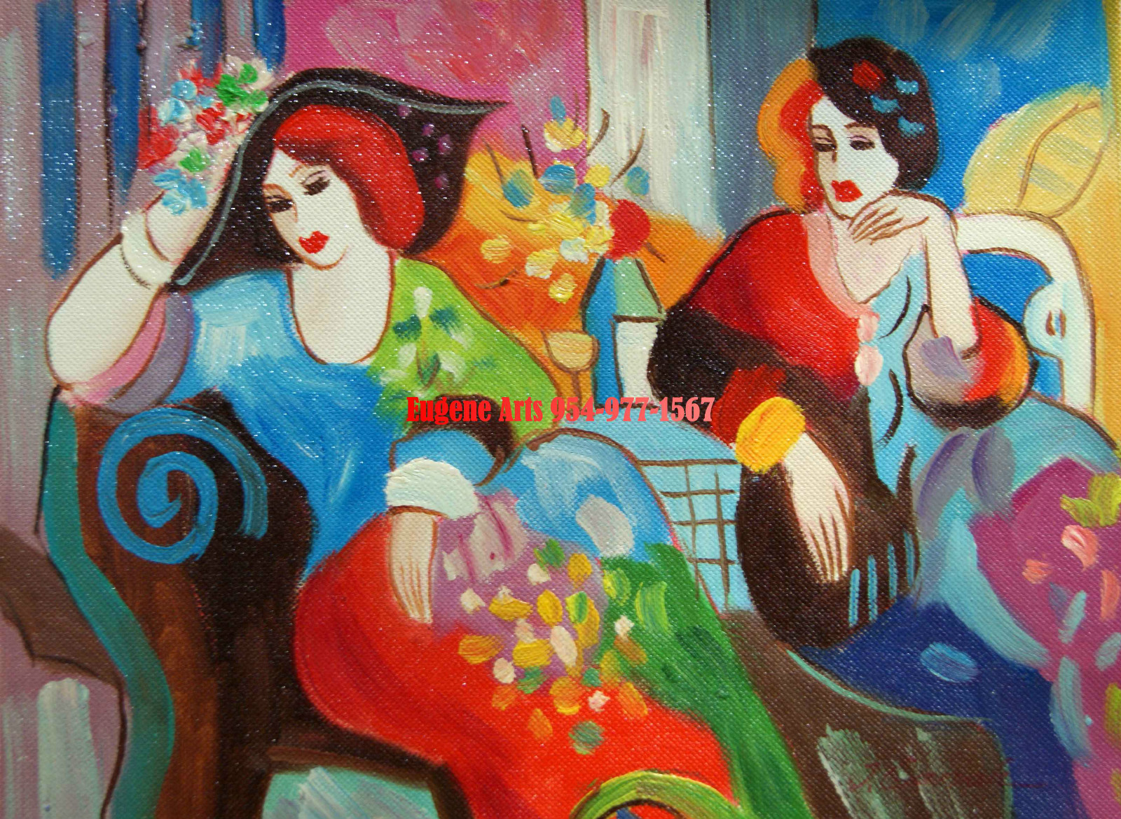 8×10″ 100% hand painted oil flat ,50% OFF,Tarkay/Cafe Lady