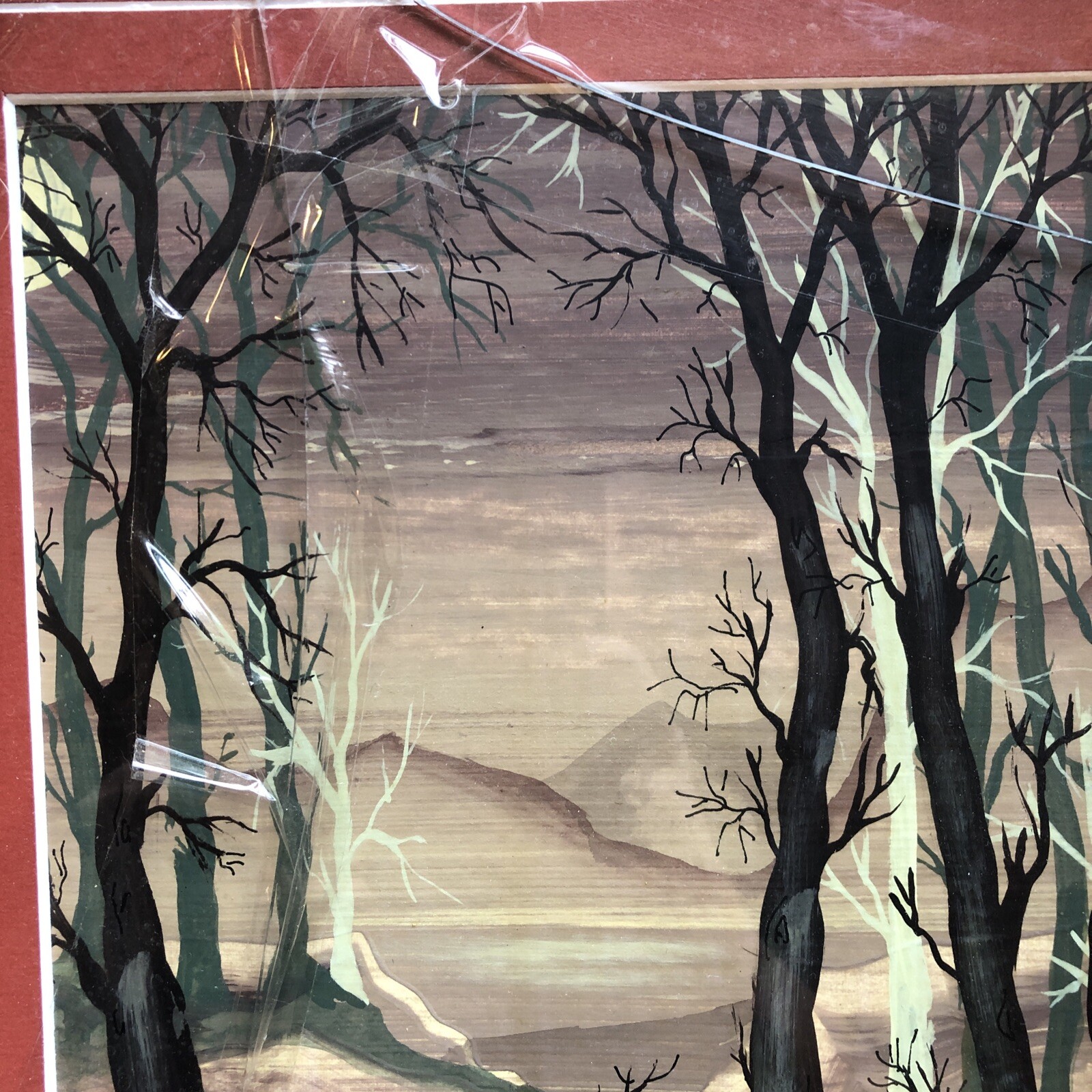 Two (2) Vtg MICHAEL SALMON New Zealand Australia Trees Paintings 1979 Watercolor