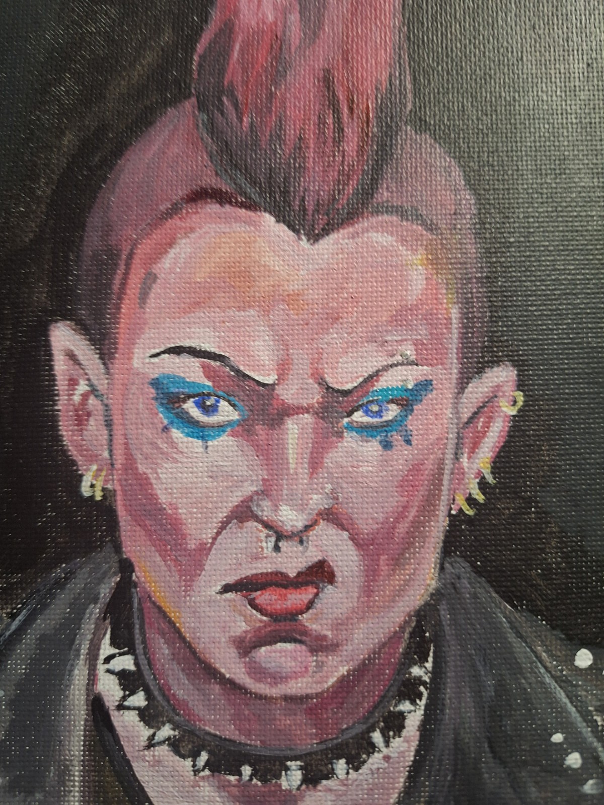 Original Signed 6×9 Punk Portrait Acrylic Painting Bold Impressionist Art