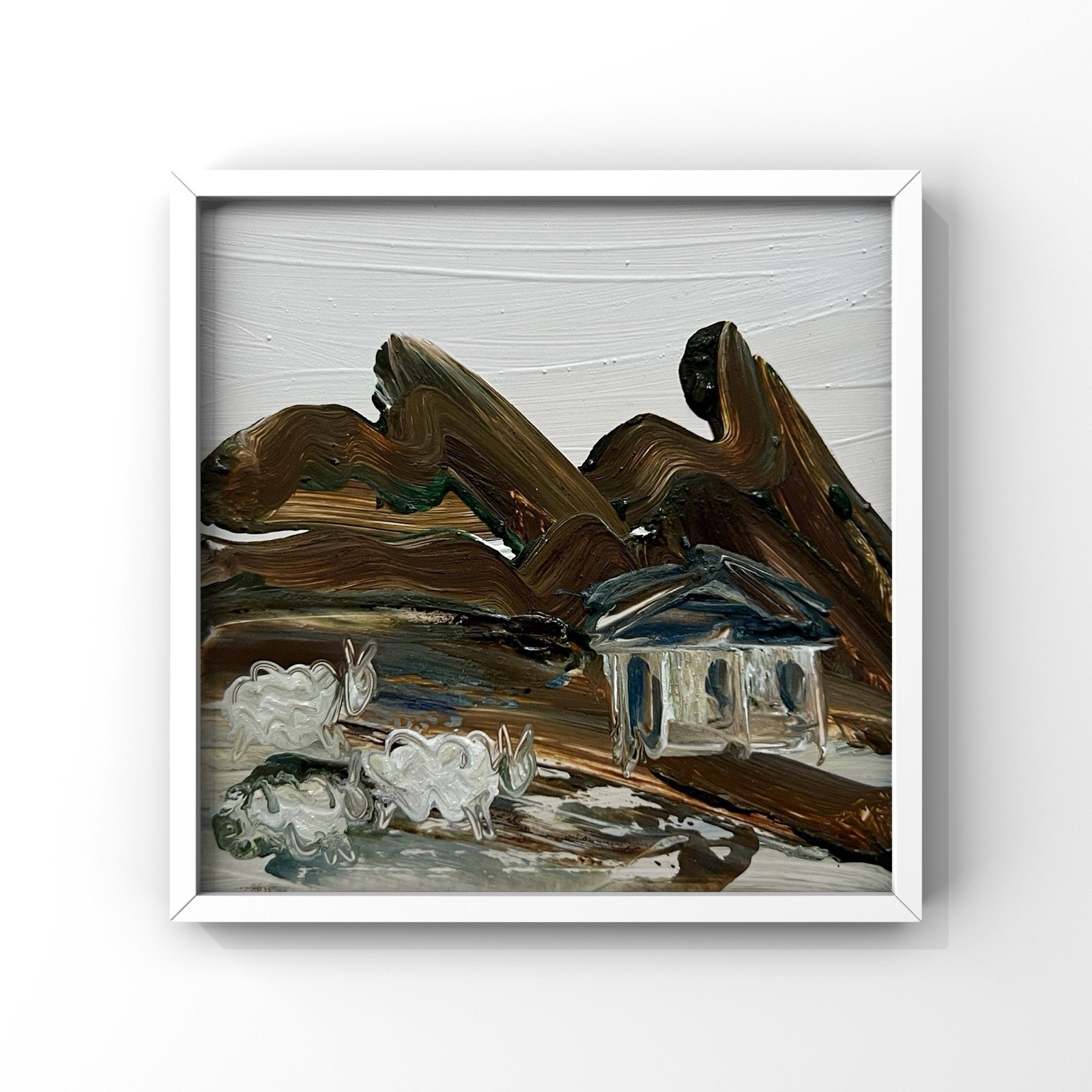 Scottish Highlands Pastoral Landscape Grazing Sheep Scotland Cabin House Artwork