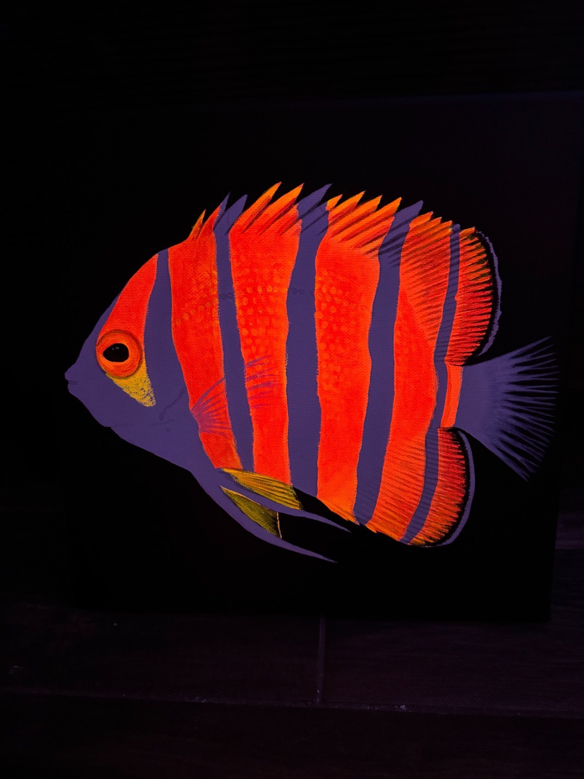 Neon Saltwater Aquarium Decrative handmade fluorescent Painting Coral Reef Fish