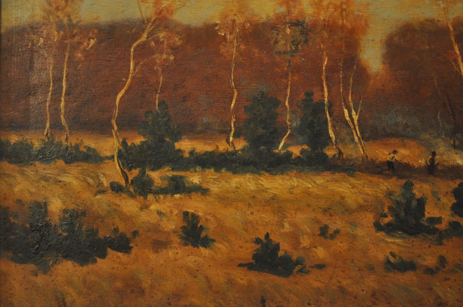 Antique French Impressionist Landscape Oil Painting on panel – Signed Framed