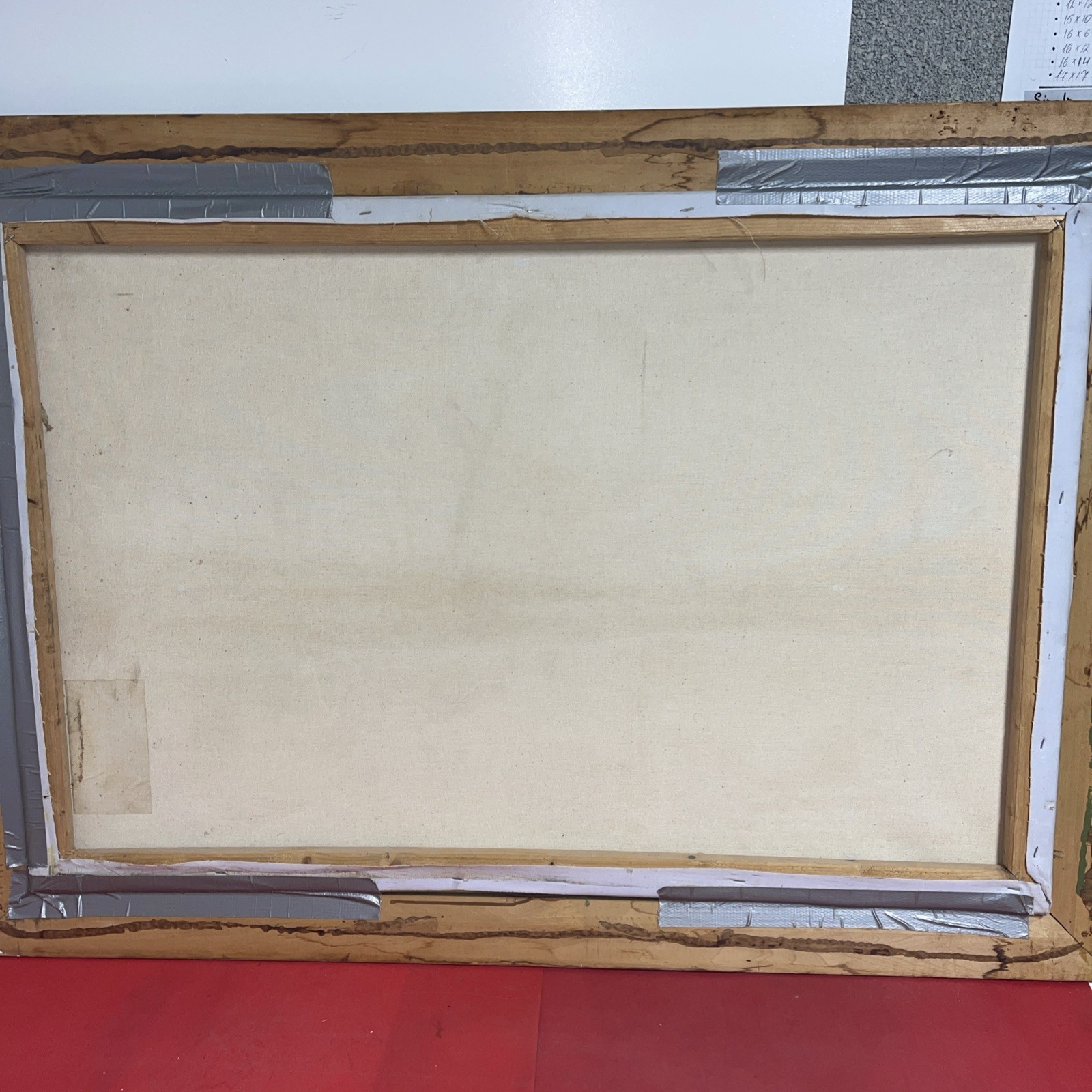 Vintage H. Brown Oil On Canvas Landscape Painting ART WORK Wood Frame 25”x36”