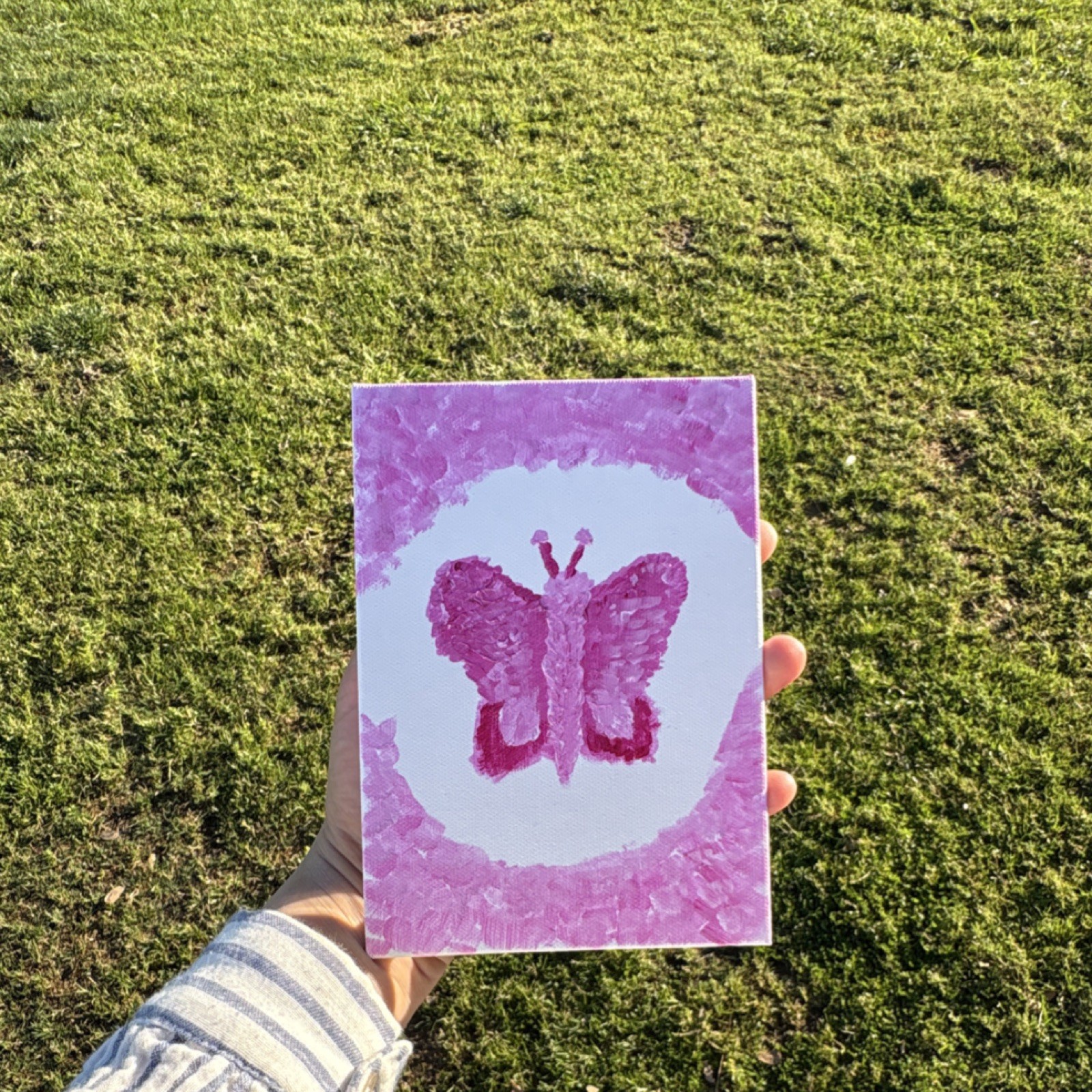 Pink Butterfly Abstract Handmade Original Acrylic Painting on Canvas
