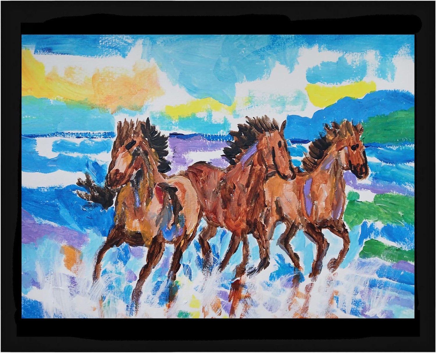 Abstract/Expressionism 11×14 Horse Waves One of a Kind Street Art Painting