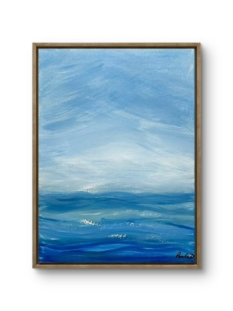 Abstract Expressionist Sea Painting Original 14×11 Canvas Signed