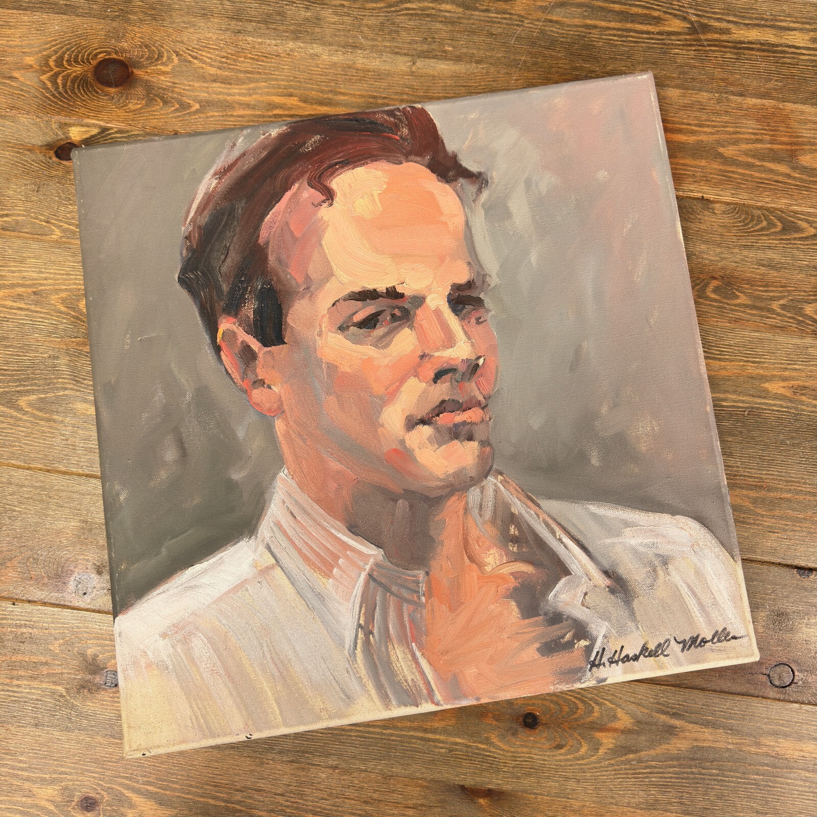 «The Serious Man» Californian Expressionist Helen Haskell-Molles Oil Painting