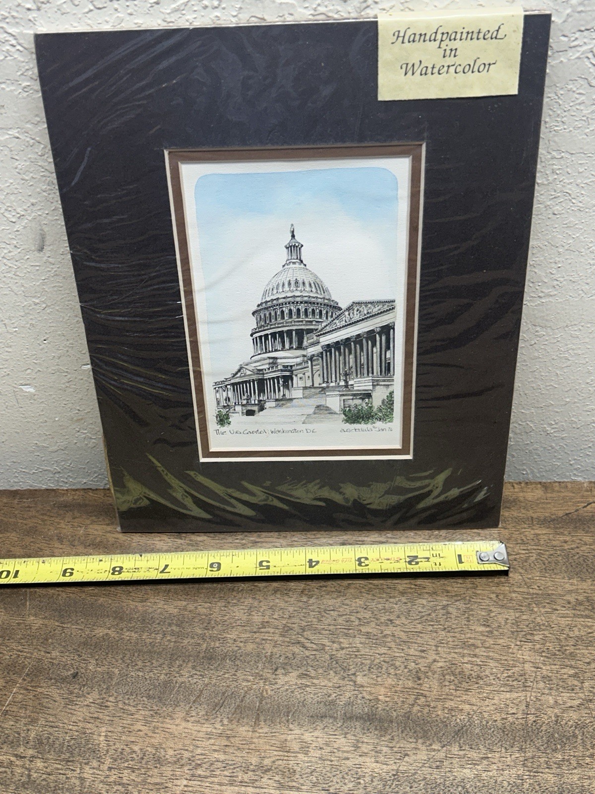 Vintage Andrew Dedula Hand Painted Watercolor of the US Capitol ~ Washington DC