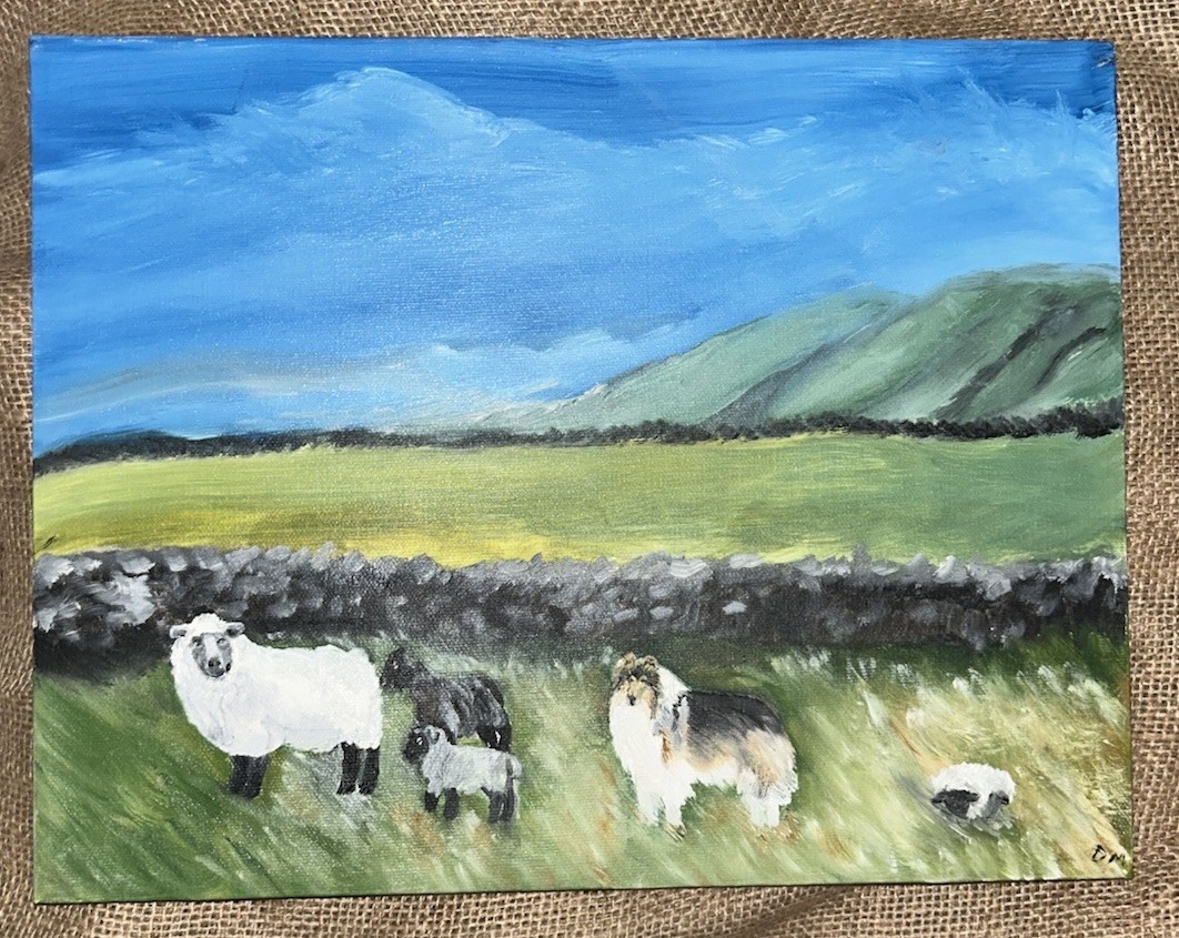 Original ‘09 Dale Mayhew Sheep Dog Landscape COUNTY KERRY Ireland 2 11”T 14”W