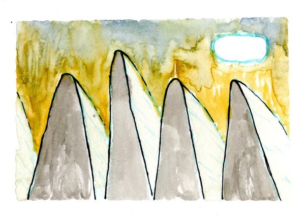 ACEO Art Card Original Watercolor Mountain Hand Painted 2.5″ x 3.5″ Abstract
