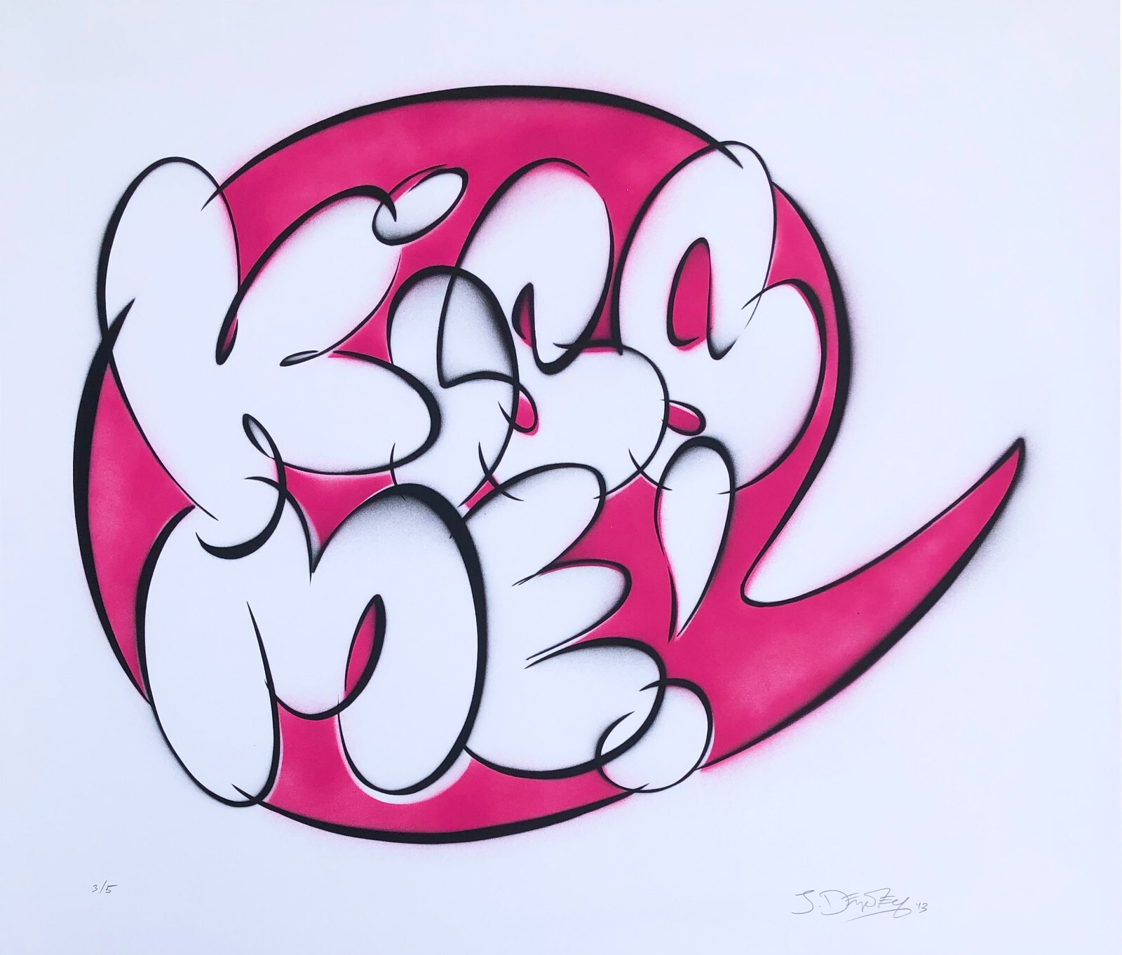 John Dempsey Stencil Original Abstract Pop Art Painting «Kiss Me in Pink» #3/5