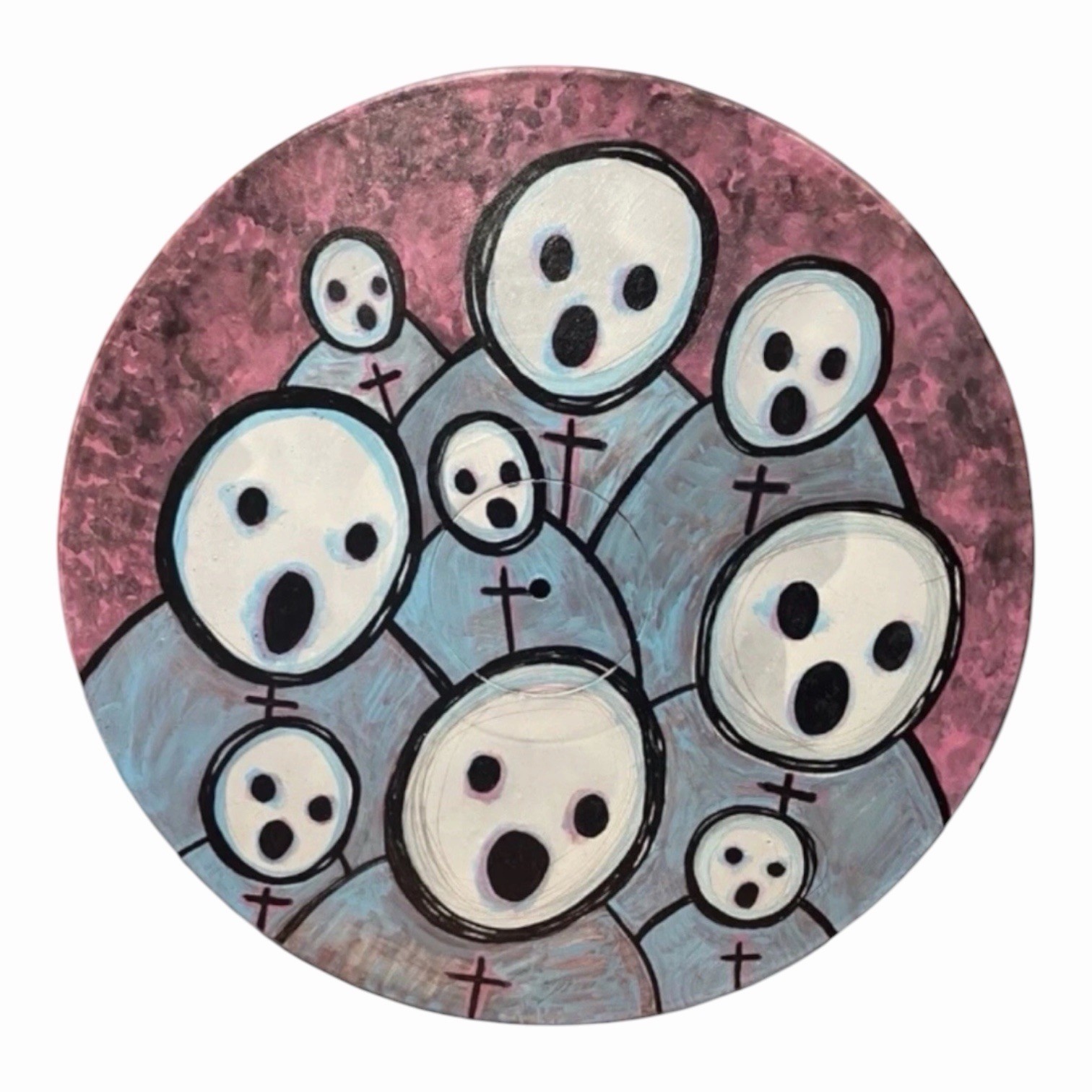 Original painting Ooak Horror Vinyl Record Lost Souls Creepy Ghosts Art Gothic