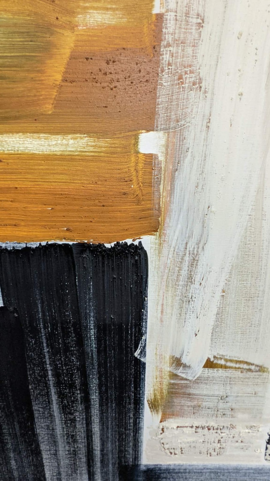 «Gold Point to White» – Original Abstract Oil Painting 72×60 in.